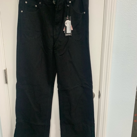 NWT BooHoo high rise, wide leg black jeans, size 6 Grunge Goth Whimsigoth - Picture 6 of 14